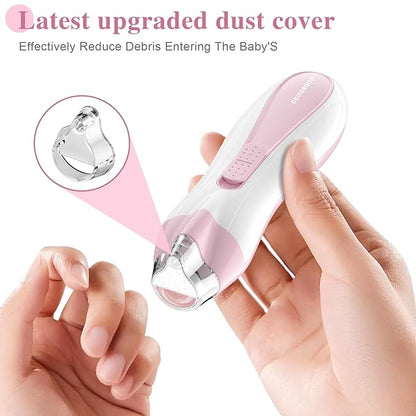 Baby Nail Trimmer Electric Baby Nail File,USB Charging 15 in 1 Nail Clippers kit with Dust Cover LED Light,Trim Buffer Kit for Newborn Infant Toddler or Adults Toes Fingernails Care（Pink）