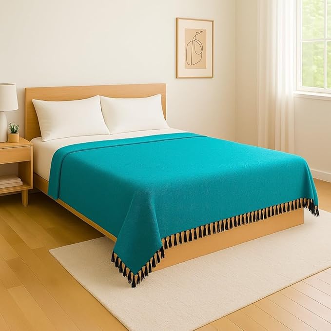 Open Road Goods Solid Color Mexican Yoga Blanket – Large Handwoven Throw for Yoga, Beach, Camping or Home – Soft and Durable Cotton Blend