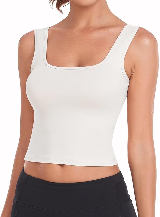 Porvike Sports Crop Tank Tops for Women Cropped Workout Tops Racerback Running Yoga Tanks Cotton Sleeveless Gym Shirts 3 Pack