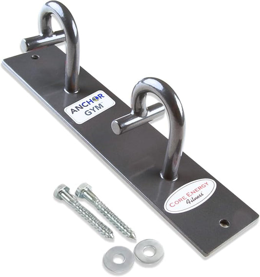 Anchor Gym H2 Resistance Band Anchor - Single Unit with Two Hooks Exercise Band Wall Mount for Bodyweight Straps, Strength Training, Home Gym (Wood Screws Included)