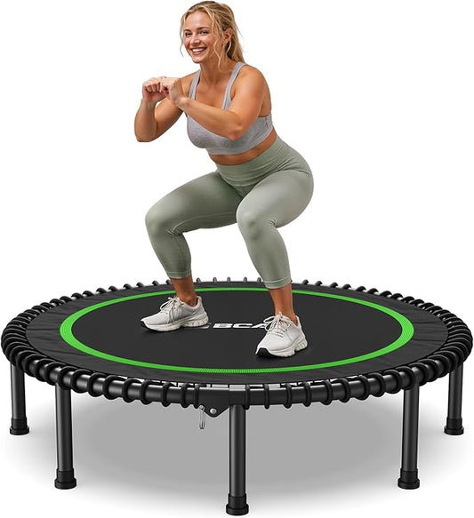 BCAN 450LBS/550LBS Foldable Mini Trampoline, 40"/48" Fitness Trampoline with Durable Bungees, Stable & Quiet Exercise Rebounder for Adults,Great Mini Trampoline for Indoor/Garden Workout - 2