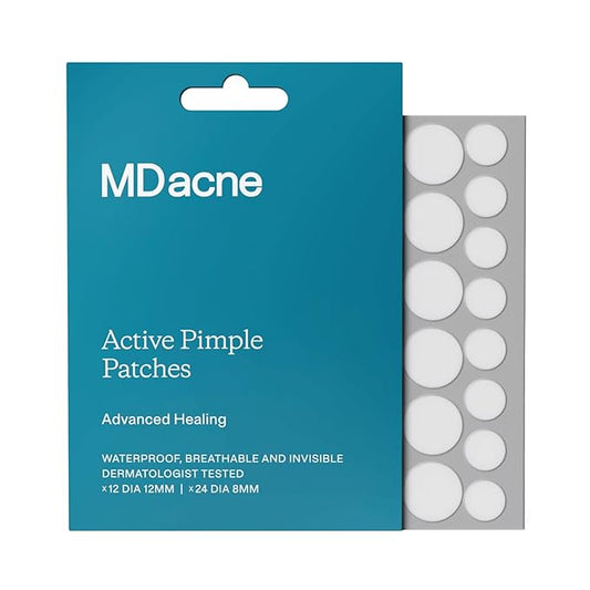 MDacne Pimple Patches for Acne Treatment, Hydrocolloid Patches - Absorbs Oil & Pus from Clogged Pores, Ultrathin & Transparent Blends with All Skin Tones, Safe for Sensitive Skin (36 Patches)