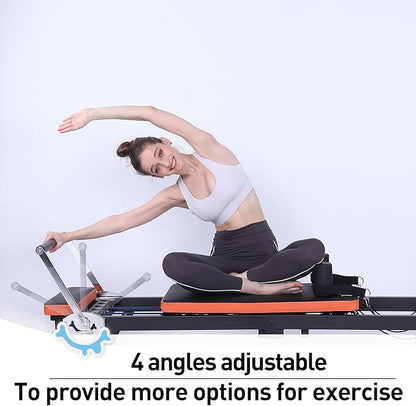 Pilates Reformer, tianhong Foldable Reformer Pilates Machine for Home Workout, with Springs & Cords, Pilates Equipment for Advanced and Beginners Users, Up to 250 lbs