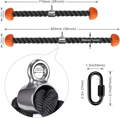 Kipika Tricep Rope, Cable Machine Attachments Pulley System Gym Pull Down Rope, Heavy Duty Nylon Rope with Soft Rubber Ends