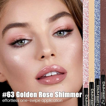 Kaely Cream Eye Shadow Sticks, Golden Rose Shimmer Eyeliner Pencil Eyeshadow Palette Makeup, Eye Highlighter Brightener Stick for Older Women Waterproof Pigmented, sombras para ojos, New-63