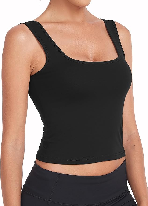 Porvike Sports Crop Tank Tops for Women Cropped Workout Tops Racerback Running Yoga Tanks Cotton Sleeveless Gym Shirts 3 Pack
