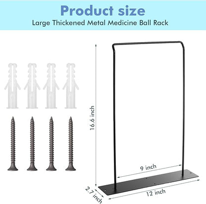 Threan 2 Pack Metal Medicine Ball Rack Wall Mounted 16.6'' Large Yoga Storage Ball Rack Thickened Black Sport Exercise Equipment Holder for Gyms Studios Home Space