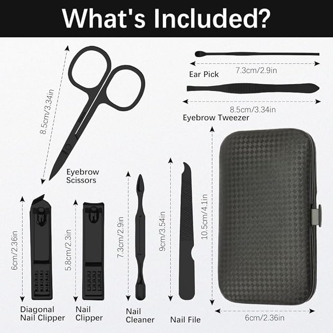 Manicure Set, Stocking Stuffers for Men, Nail Clipper Set 7 in 1 Manicure Kit Stainless Steel Nail Kit Nail Clippers Set for Men with Christmas Box Pedicure Kit Grooming Kit for Man Husband Boyfriend