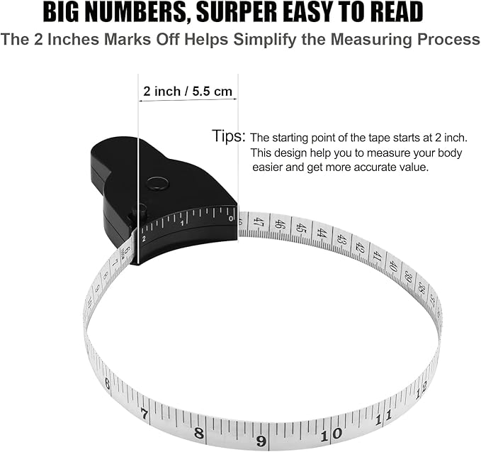 3PCS Body Measure Tape 60 inch (150cm), Automatic Telescopic Fat Measure for Body Measurement & Weight Loss to Track Weight Loss Muscle Gain by One Hand