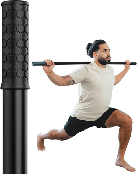 Yoga Stick Made from Natural Bamboo - 5ft Stretching Stick for All Fitness Levels - Stretch Stick with Non-Slip Handles for Mobility, Balance & Physical Therapy - Access 20+ Online Video & PDF Guides