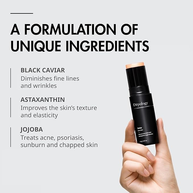 depology Caviar Serum Stick, Multi Balm Stick Hydrating for Refined Wrinkle Appearance, Luxurious Facial Balm to Hydrate and Diminish Signs of Aging, Korean Skin Care