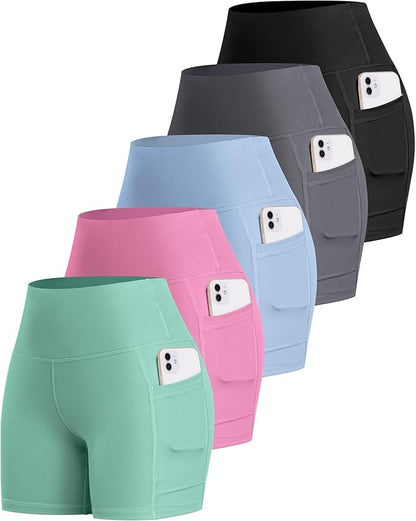 LZYVOO Biker Spandex Shorts Women, High Waisted Tummy Control Workout Yoga Shorts with Pockets