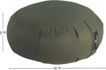 Hugger Mugger Zafu Meditation Cushion - Support in Cross-Legged Sitting, Buckwheat Filled, Durable Fabric, Convenient Handle, Handmade in USA