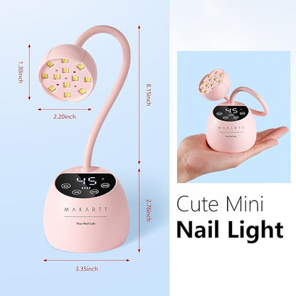 Makartt UV LED Nail Lamp - Gooseneck UV Light for Gel Nails Cherie Cordless USB 39W Nail Dryer Gel Lamp with 4 Times & Auto Sensor Professional Fast Flash Curing Polish Nail Art