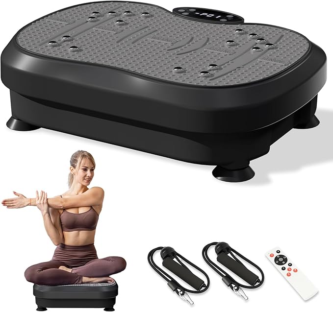 Vibration Plate Exercise Machine for Lymphatic Drainage, Whole Body Fitness Workout Equipment Stand Shake Board Sport Gym for Weight Loss Fat Burner for Women Men