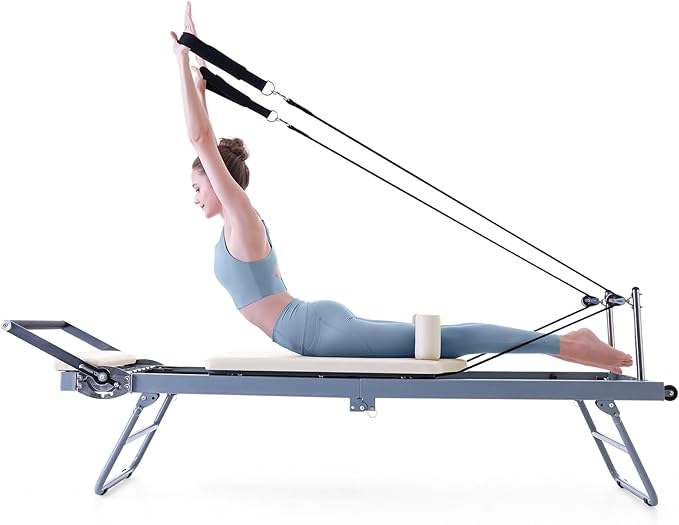 ARKANTOS Pilates Reformer Machine Foldable, Reformer Pilates Equipment for Gym Workout and Home Use, Suitable for Intermediate and Beginners Users