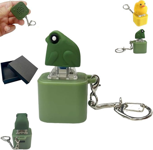 Frog Croaking Fidget Toy, Fun Stress Relief Toy with Led Lights, Cute Frog Croaking Keychain, Adults Keyboard Clicker, Ideal for ADHD and Autism (Frog Croaking)