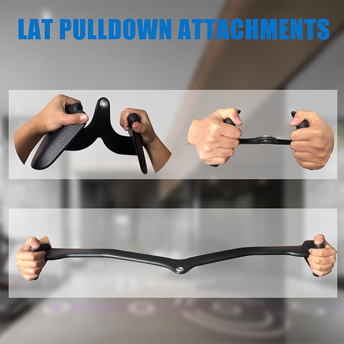 LAT Pulldown Attachments, LAT Bar Cable Machine Attachment,T-bar V-bar, LAT Pull Down Bars, Back Tricep Bar Strength Training Handle for Home Gym Fitness