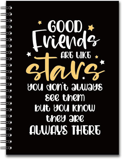 YAZMEEN Friendship Blank Spiral Notebook（160 Pages） Good Friends are Like Stars Hardcover Sketchbook Best Friend Notebook Gift Funny Birthday Journal Gift for Women Men Friend Coworker Bestie Sister