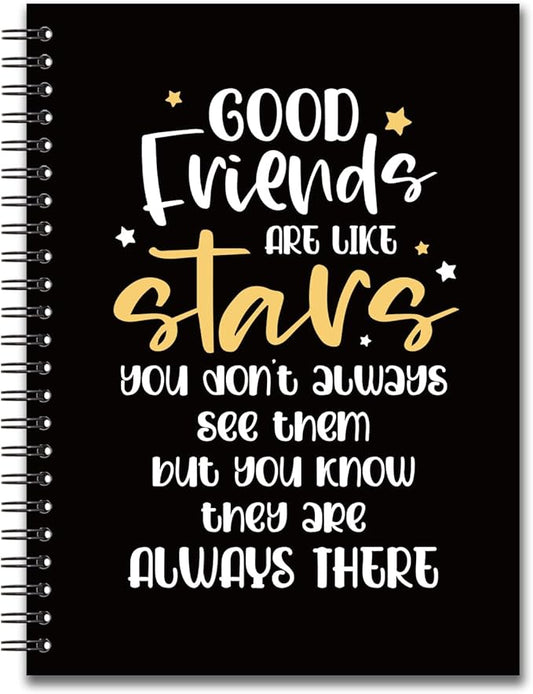 YAZMEEN Friendship Blank Spiral Notebook（160 Pages） Good Friends are Like Stars Hardcover Sketchbook Best Friend Notebook Gift Funny Birthday Journal Gift for Women Men Friend Coworker Bestie Sister