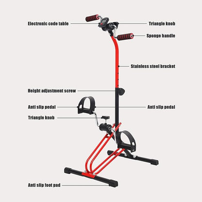 Rehabilitation Exercise Bike for AMS & Legs - Compact Home Physiotherapy Machine with Resistance Tension, 60kg Capacity - Upper/Lower Limb Recovery Trainer for Elderly Red Black