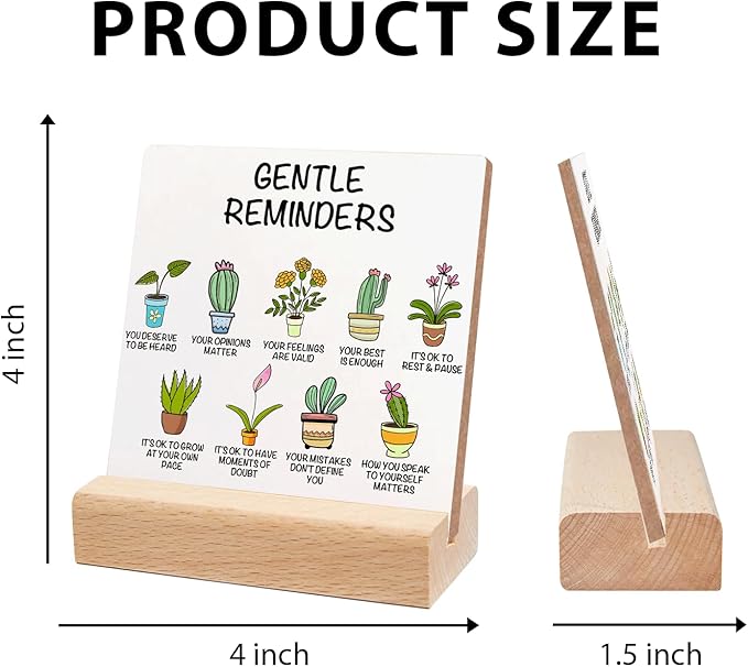 Growth Mindset Sign, Mental Health Wooden Sign Decor, Positive Plaque With Wooden Stand, Mental Health Reminders Gift for Psychologist School Counselor Student Boy Girl Best Friend