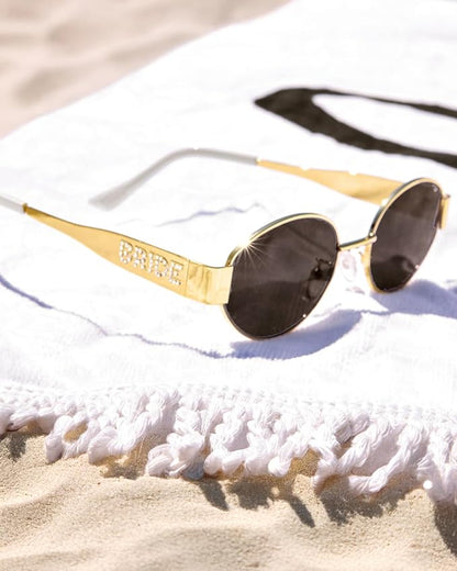 xo, Fetti Gold Metal Bride Sunglasses | Bachelorette Party Pearl Sunnies, Engagement Decorations, Bridal Shower Accessory, Bach Supplies, Bridesmaid Favors, Bride To Be Gift