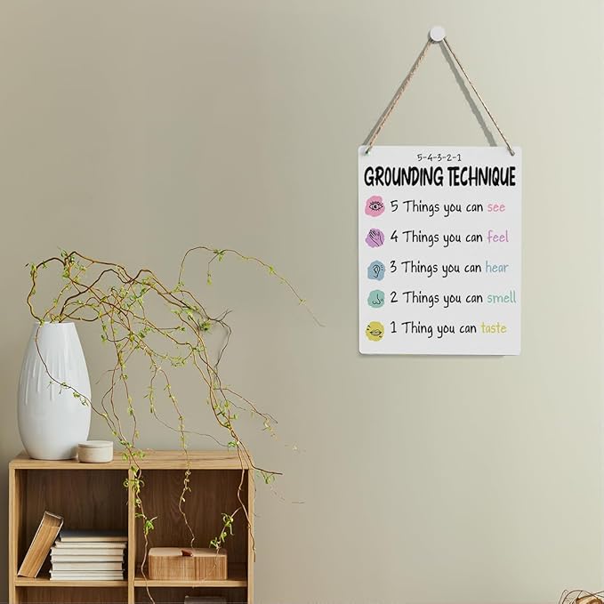 Anxiety Relief Mindfulness Posters Mental Health Awareness Psychologist Gift Wood Decor Sign Positive Affirmations Wall Decor for Consultation Room Therapy Office Bedroom Studio Living Room
