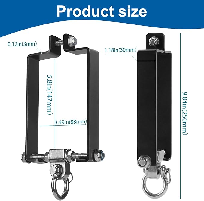 4 Pcs Heavy Duty Swing Hanger Swing Set Accessories for Wooden Sets Snap Hooks Hardware Swing Set Attachments Porch Playground Indoor/Outdoor