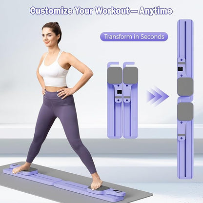 Pilates Reformer Board with Resistance Bands – Portable Pilates Machine, Full Body Workout for Home, Core Strengthener, Glute & Leg Toning, Dual Use, LED Timer & Calorie Display