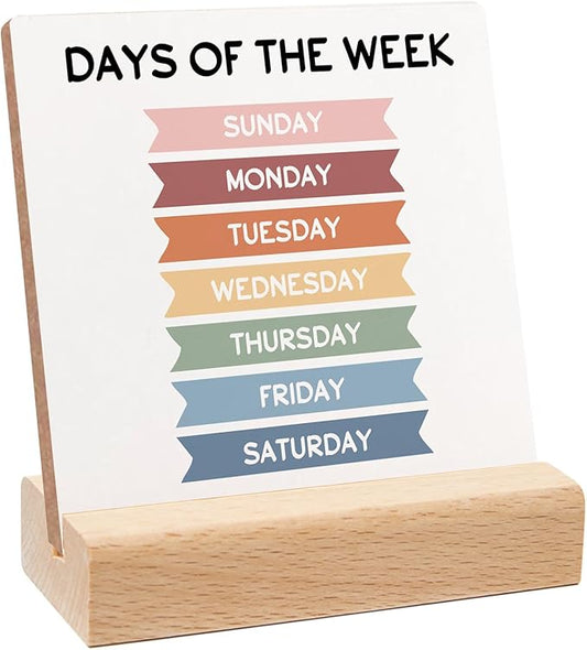 Mental Health Awareness Gift, Counseling Office Must Haves, Days of The Week Wood Sign With Wooden Stand, Encouragement Gift for Psychologist School Counselor Student Boys Girls Best Friends