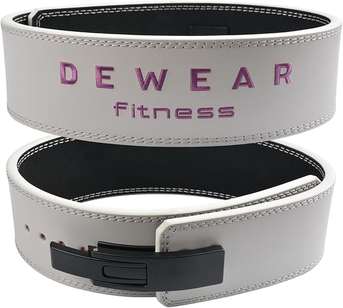 Genuine Leather Weight Lifting Belt with Lever Buckle, 10mm Thick 4" Leather Lumbar Back Support, Gym Belts Ideal for Training, Weightlifting, Bodybuilding, Squats and Deadlifts