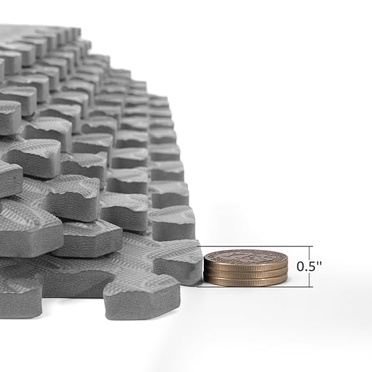 Art3d 24 Sq.Ft Eva Puzzle Exercise Mats, 24"x24" x 1/2" Thick Foam Interlocking Tiles for Gyms, Flooring, Workout, Gym Equipments, Pack of 6, Grey