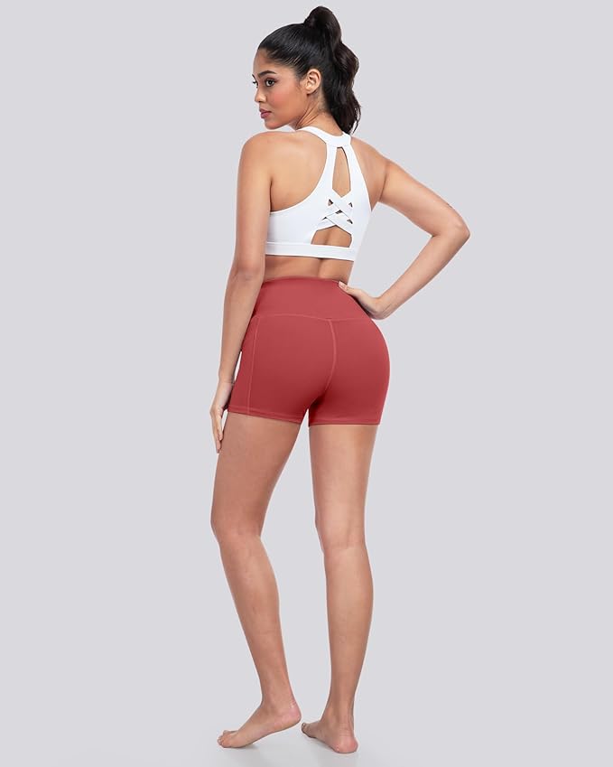 LZYVOO Biker Spandex Shorts Women, High Waisted Tummy Control Workout Yoga Shorts with Pockets