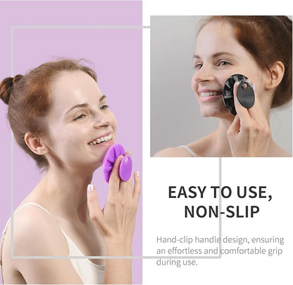 Silicone Face Scrubber 2 Pack, Manual Facial Cleansing Brush, Gentle Face Exfoliator for Sensitive Skin, Skin Care Exfoliating Face Brush for Men and Women, Black+Purple