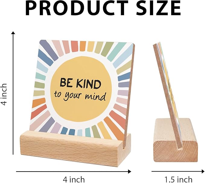 Mental Health Inspirational Gift, Colorful Positive Self Affirmations Wood Sign with Wooden Stand, Counseling Office Must Haves, Positive Gifts for Psychologist School Counselor Student Boy Girl