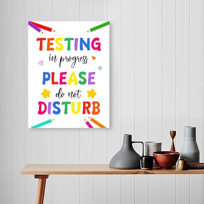 LISTNGBO Mental Health Canvas Wall Art,Testing In Progress Please Do Not Disturb Artwork Painting Prints Poster Ready to Hang for Counselor Therapy Office School Wall Decor Treatment Decor,12x15 Inch