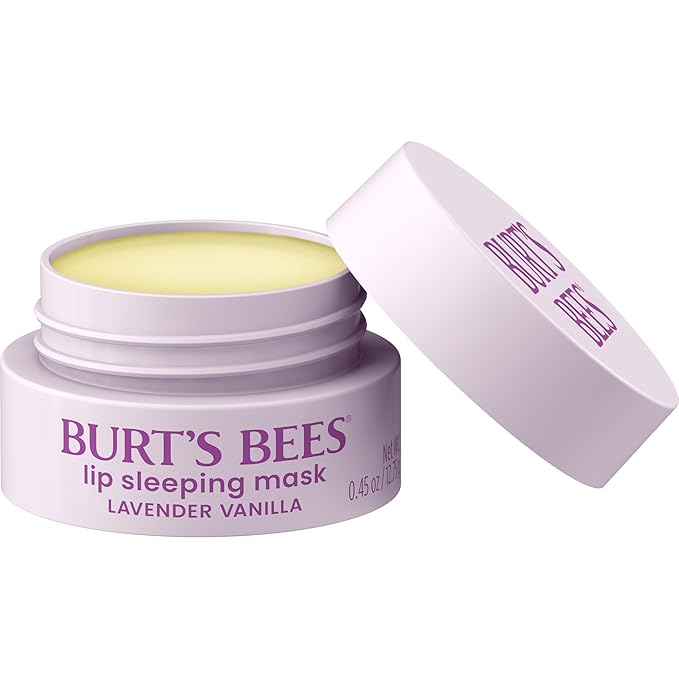 Burt’s Bees Stocking Stuffers, Lavender Vanilla Lip Sleeping Mask, With Hyaluronic Acid and Squalane Moisturizer To Instantly Hydrate Lips, Overnight Lip Mask, Lip Treatment Christmas Gifts, 0.45 oz.