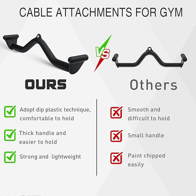 Lat Pull Down Bar T bar Row Attachment, V Bar Tricep Lat Pulldown Attachments, Back Strength Training Bar for Home Gym Exercise Cable Machine Attachments