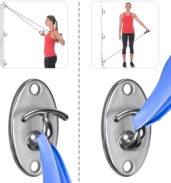 SELEWARE 3 Pack Heavy Duty Stainless Steel Wall Anchors for Resistance Bands – 2000 lbs Load Capacity, Space-Saving Home Gym & Physical Therapy Mounts for Strength Training & Body Weight Straps