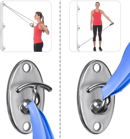 SELEWARE 3 Pack Heavy Duty Stainless Steel Wall Anchors for Resistance Bands – 2000 lbs Load Capacity, Space-Saving Home Gym & Physical Therapy Mounts for Strength Training & Body Weight Straps