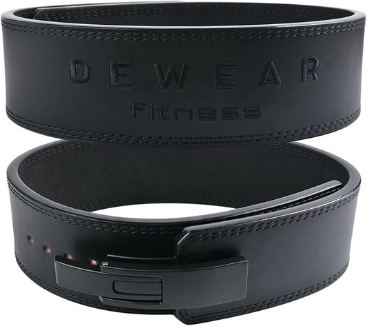 Genuine Leather Weight Lifting Belt with Lever Buckle, 10mm Thick 4" Leather Lumbar Back Support, Gym Belts Ideal for Training, Weightlifting, Bodybuilding, Squats and Deadlifts