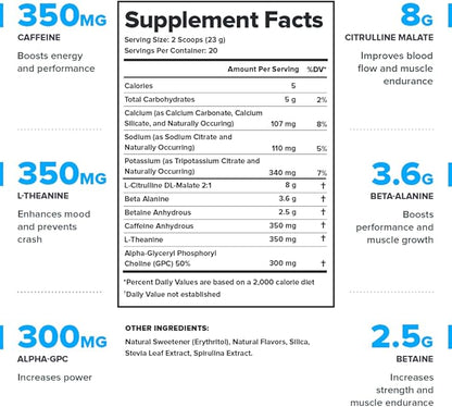 LEGION Pulse Pre Workout - All Natural Nitric Oxide Preworkout Drink to Boost Energy, Creatine Free, Naturally Sweetened, Beta Alanine, Citrulline, Alpha GPC (Blue Raspberry)