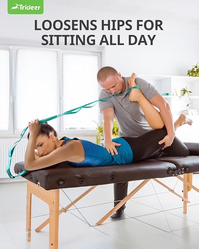 Trideer Stretching Strap Yoga Strap Yoga Band for Physical Therapy, 10 Loop Non-Elastic Yoga Straps for Stretching, Pilates, Exercise & Dancing, Stretch Band with Aesthetic Packaging for Women & Men