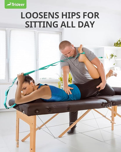 Trideer Stretching Strap Yoga Strap Yoga Band for Physical Therapy, 10 Loop Non-Elastic Yoga Straps for Stretching, Pilates, Exercise & Dancing, Stretch Band with Aesthetic Packaging for Women & Men