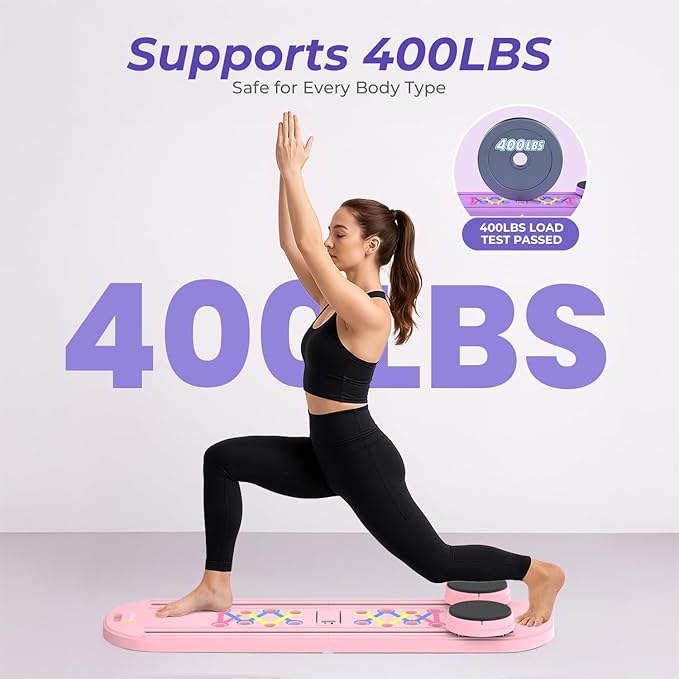 Pilates Reformer Board – 5-in-1 Foldable Pilates Machine for Home Workout, Portable Fitness Board with Resistance Bands, Full Body Training for Women