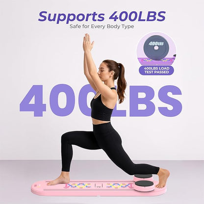 Pilates Reformer Board – 5-in-1 Foldable Pilates Machine for Home Workout, Portable Fitness Board with Resistance Bands, Full Body Training for Women