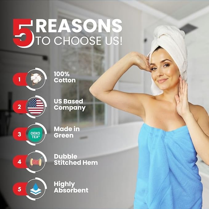 Infinitee Xclusives– Luxury Bath Sheets Towels – 2 Pack 600 GSM (35X70 Inches)– 100% Ring Spun Cotton Large Bath Towels for Bathroom (Eloquent Blue, Bath Sheet Pack of 2)