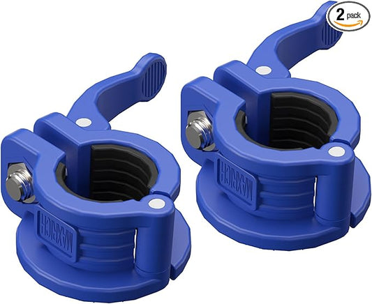 MAXRICH T Barbell Clamp 1 inch Multiple Sizes & Adjustable Weight Clips for Barbell Quick Release Barbell Clips|Barbell Collar Bar Locks for Weight Lifting (Blue 0.9-1.18inch)