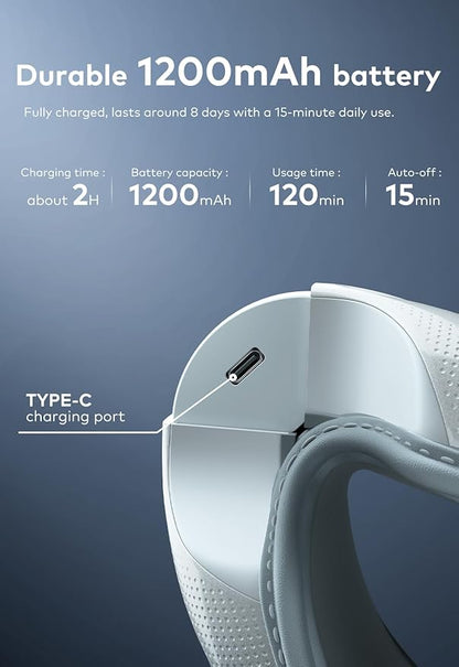 Llano Eye Massager with Heat, Portable Eye Massage with Bluetooth Music, Smart Eye Mask Massager Sleep Mask Foldable Face Massager for Relax Dark Circles Dry Eyes (White)